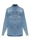 Balmain Point-collar Denim Shirt In Blue