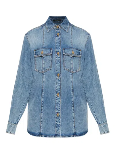 BALMAIN POINT-COLLAR DENIM SHIRT