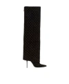 Balmain Suede Ariel Knee Length Boots In Black