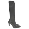 Balmain Pointed-toe Knee-high Heeled Boots In Black Leather In Black