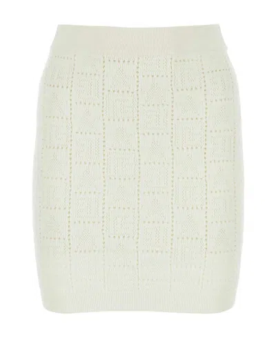 BALMAIN BALMAIN OPENWORK MONOGRAM KNIT SKIRT