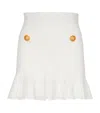 Balmain Pointelle Ribbed-knit Mini Skirt In White