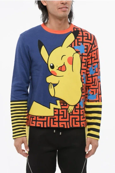Balmain Pokemon Brushed Cotton Crew-neck Sweatshirt With Pikachu Pri In Multi