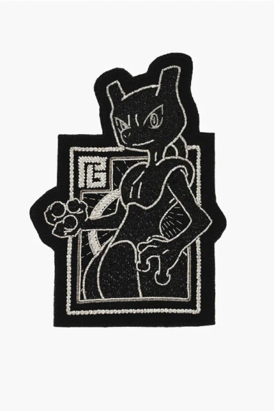 Balmain Pokemon Silver-tone Effect Wool Mewtwo Patch Grösse Unica In Black