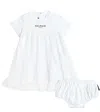 Balmain Polka-dot Jersey And Tulle Dress And Bloomers Set In White