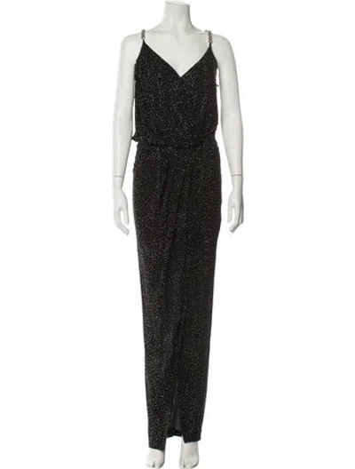 Pre-owned Balmain Polka Dot Print Long Dress In Black