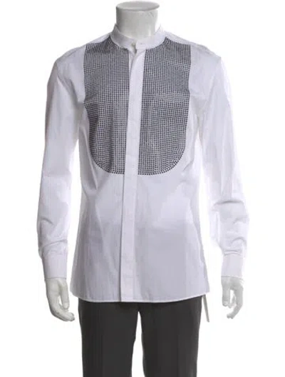 Pre-owned Balmain Polka Dot Print Long Sleeve Tuxedo Shirt In White