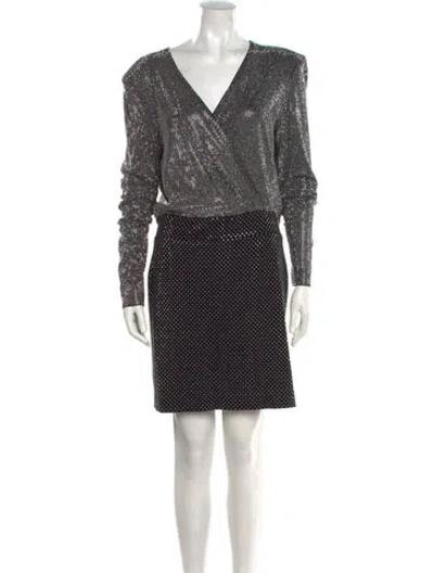 Pre-owned Balmain Polka Dot Print Mini Dress In Black