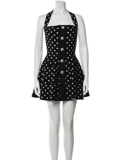 Pre-owned Balmain Polka Dot Print Mini Dress In Black
