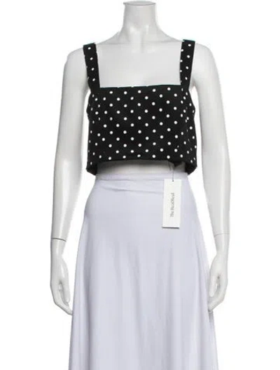 Pre-owned Balmain Polka Dot Print Square Neckline Crop Top In Black