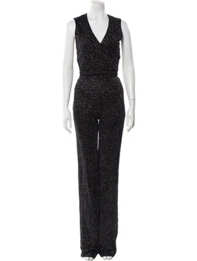 Pre-owned Balmain Polka Dot Print V-neck Jumpsuit W/ Tags In Blue