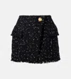 Balmain Asymmetric Polka-dot Tweed Mini Skirt In Noir/blanc