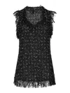 Balmain Polka Dot Tweed Sleeveless Top In Black