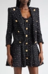 Balmain Polka Dot Tweed Spencer Jacket In Black