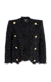 Balmain Polka-dot Tweed Spencer Jacket In Black