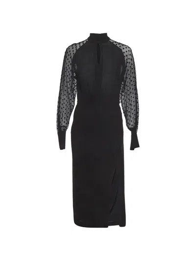 Pre-owned Balmain Polka-dot Midi Dress In Black