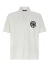 Balmain White Polo Shirt With Collar And Coin Print On The Front In Cotton Man