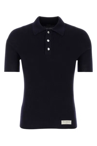 Balmain Polo With Logo Patch In Blue