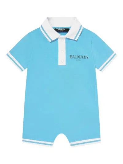 Balmain Babies' Polo Collar Body In Blue