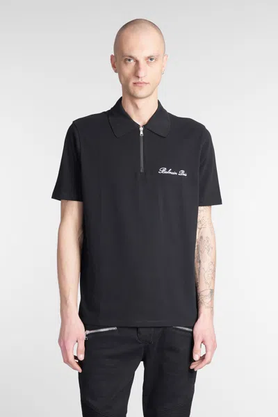 Balmain Polo In Black Cotton