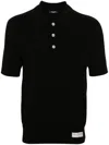 Balmain Polo In Lana Merinos A Maniche Corte Con Etichetta Con Logo In Nero