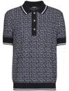 Balmain Monogram Jacquard Merino Wool Polo Sweater