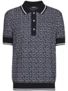 Balmain Monogram Jacquard Merino Wool Polo Sweater In Black