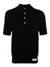 Balmain Polo In Lana Merinos A Maniche Corte Con Etichetta Con Logo In Negro