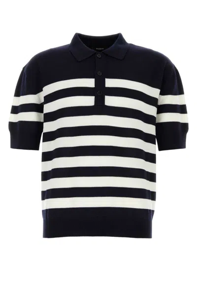 Balmain Embroidered Wool Polo Shirt In Printed