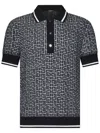 Balmain Monogram Jacquard Merino Wool Polo Sweater In Black