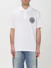 Balmain White Polo Shirt With Collar And Coin Print On The Front In Cotton Man In White