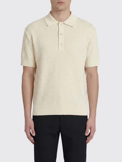 Balmain Merino Wool Polo Shirt In White