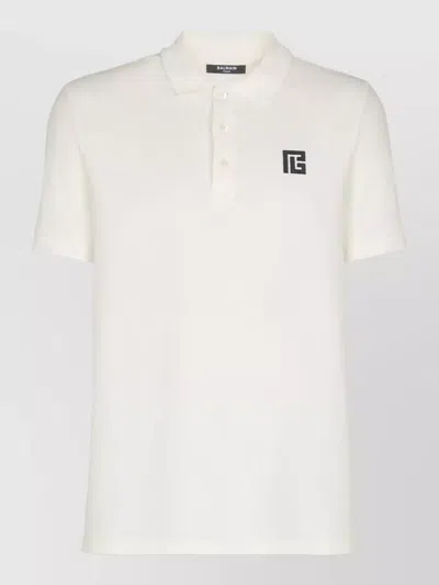 BALMAIN POLO SHIRT SHORT SLEEVES RIBBED CUFFS COLLAR