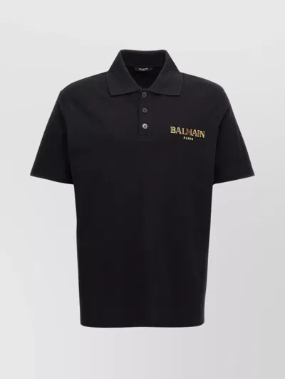 Balmain 'polo Shirt Timeless Short Sleeves' In Black