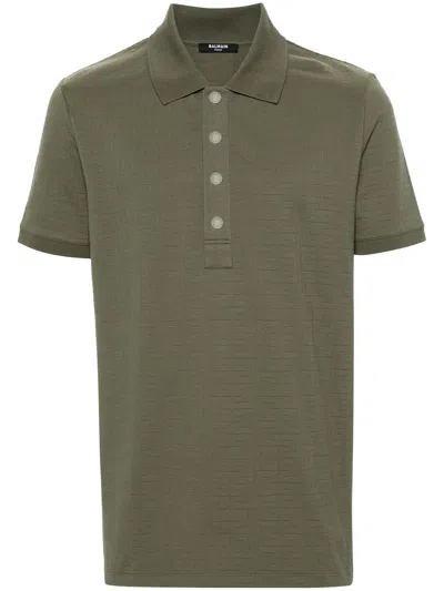 BALMAIN POLO SHIRT WITH JACQUARD EFFECT