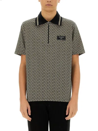 BALMAIN BALMAIN POLO SHIRT WITH MONOGRAM