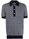 Balmain Navy & White Monogrammed Polo