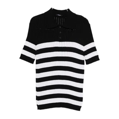 Balmain Short-sleeved Knitted Shirt In Black