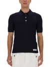 Balmain Polo Shirt In Merino Wool In Blue