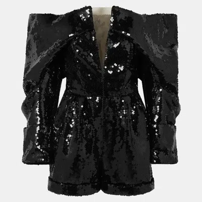 Pre-owned Balmain Polyester Playsuit 38 In Black