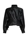 Balmain Pony-effect Leather Peplum Jacket In Multi