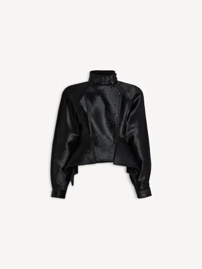 Balmain Signature-jacke Aus Leder Mit Fohlen-effekt In Black