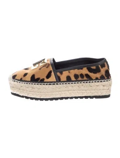 Pre-owned Balmain Ponyhair Animal Print Espadrilles In Neutrals