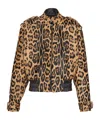 Balmain Ponyskin-style Leather Bomber Jacket With Leopard Pattern In Brown