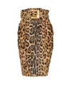 Balmain Ponyskin-style Leather Midi Skirt With Leopard Pattern In Brown