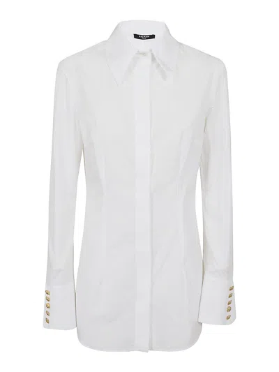 Balmain Popeline Fitted Shirt In White