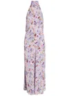 Balmain Poppy Floral-print Silk Midi Dress In Purple