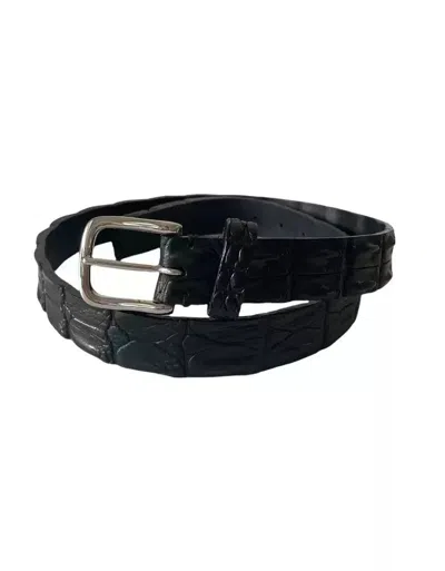 Pre-owned Balmain Poster Crocodile Leather Belt In Black