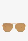 Balmain Premier Square-frame Sunglasses In Gold