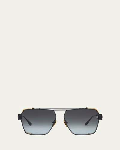 Balmain Premier Titanium Aviator Sunglasses In Black Gold